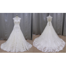 R011 Slleeveless Retour Keyhole Dentelle Robe de mariée 2016